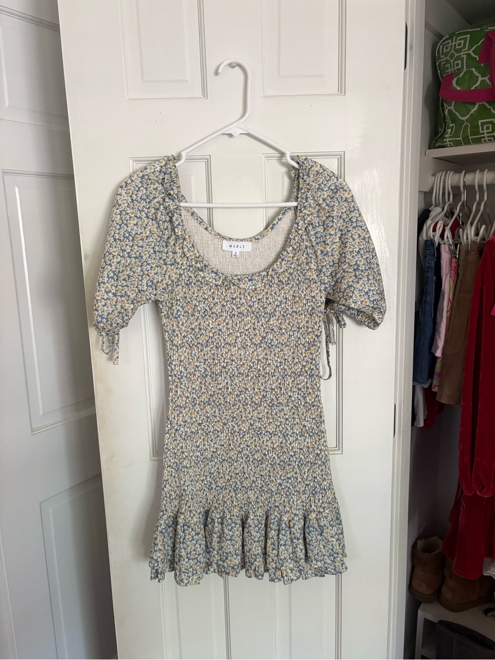 Mable Blue Floral Smocked Mini Dress